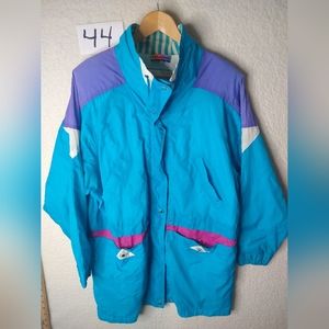 1980s Vintage Neon Colored Nylon Jacket Windbreaker Pao Festival Full Zip Women'